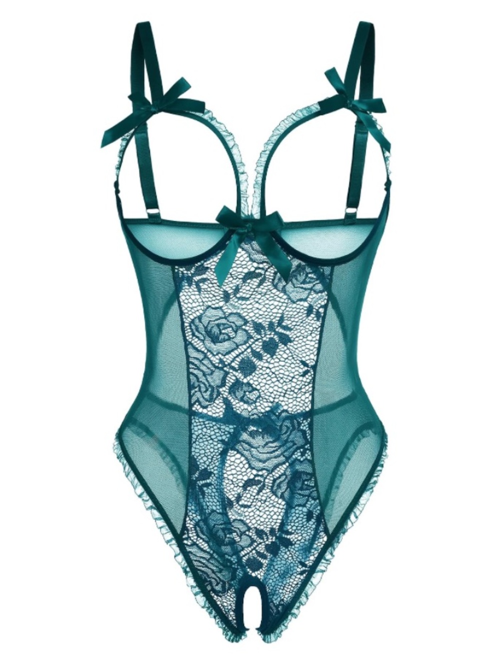 Avidlove Sexy Sheer Deep V Neck Cut Out Ruffle Babydoll One Piece XXL